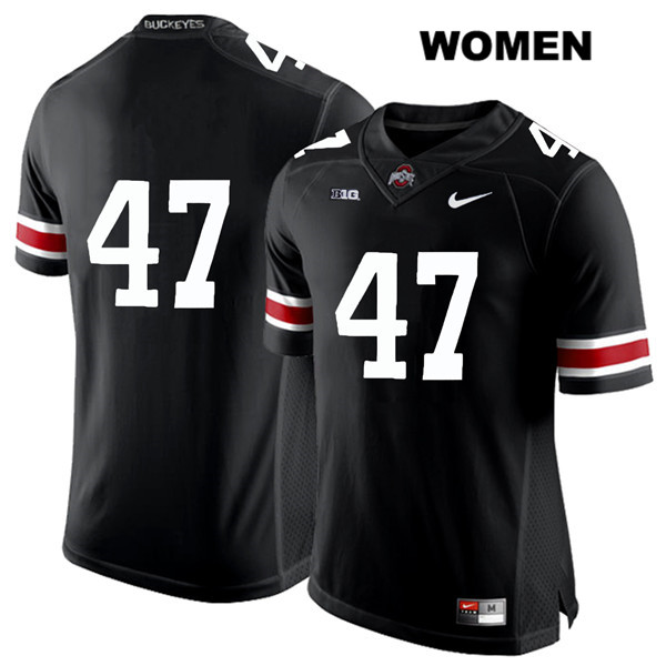 Ohio State Buckeyes Women's Justin Hilliard #47 White Number Black Authentic Nike No Name College NCAA Stitched Football Jersey GM19H68XU